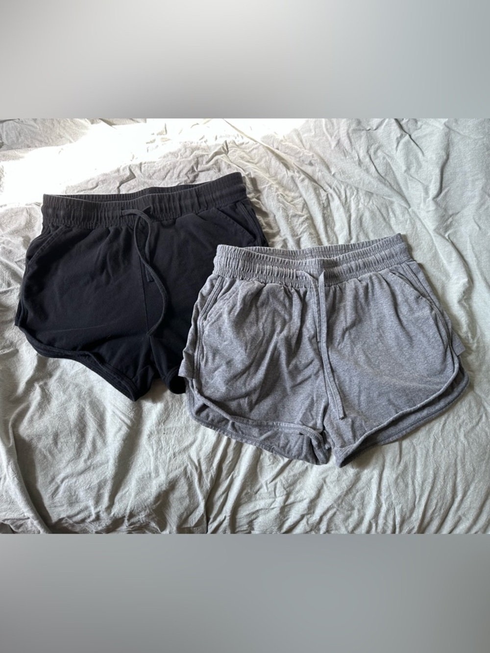 Casual Drawstring Lounge Shorts — Black & Heather Gray